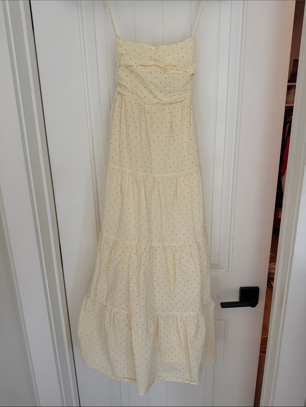 Storia Cream Polka Dot Tiered Maxi Dress